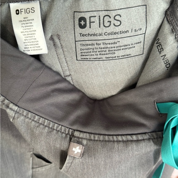 FIGS tactical collection small heathers grey Jogger  scrubs Pant blue string - Picture 3 of 4